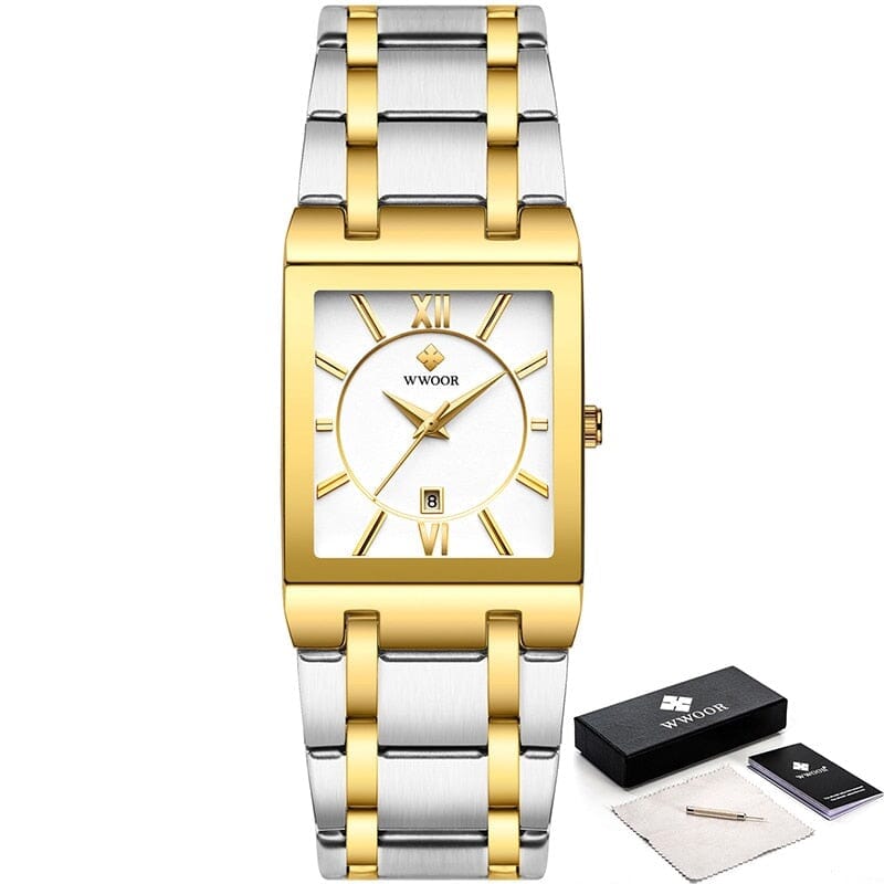 Relógio Masculino Gold Watch ma 35 Importe Go Dourado Com Branco 