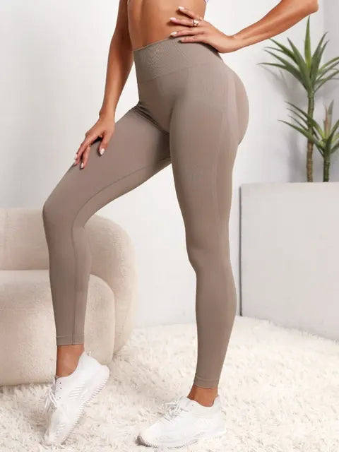 Seamless High Waist Yoga Leggings para Mulheres, Hip Lifting, Push Up, Fitness, Esportes, Gym Vestuário Importe Go Cáqui XS 