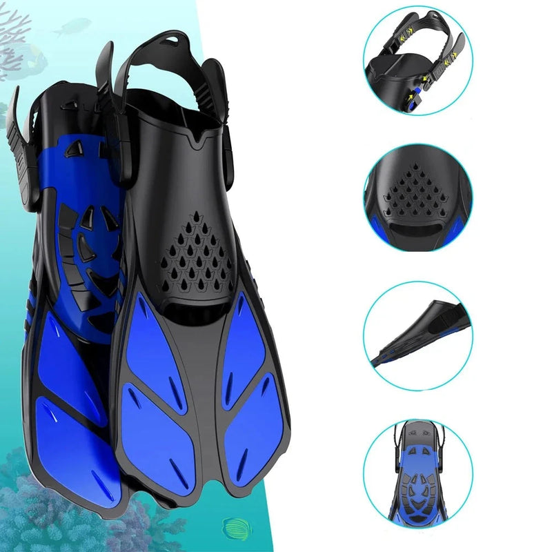 Silicone Scuba Diving Shoes, Snorkel Fins, Fivelas Ajustáveis, Nadadeiras De Natação, Silicone Curto, Salto Aberto, Tamanho De Viagem, Homens e Mulheres Adultos Importe Go 