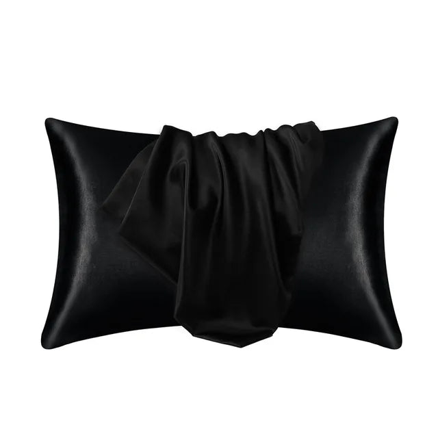 Silky cetim beleza fronha, fronha confortável, capa de cabelo, decoração de casa, atacado Importe Go Black 51cm 76cm 