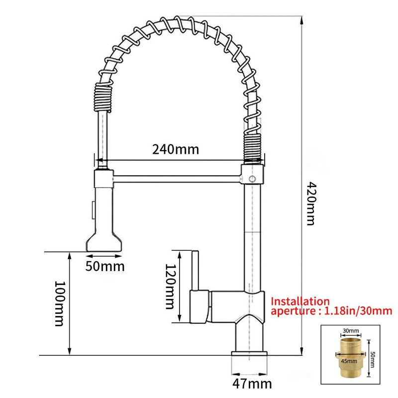 Single Lever Pull Down Spring Spout Mixer Tap, Torneiras de latão para pia de cozinha, guindaste de água quente e fria, 9009 Importe Go 