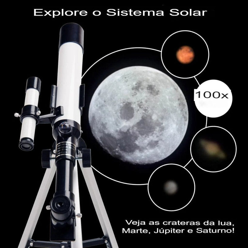 Telescópio Astronômico com Tripé Ajustável - SkyVista UltraZoom 6000X Telescópio Astronômico com Tripé Ajustável - SkyVista UltraZoom 6000X Importe Go 