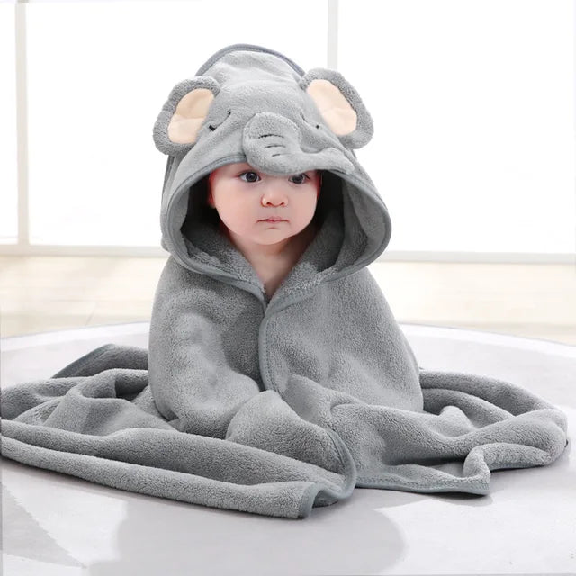 Toalha de banho quente do bebê recém-nascido, Swaddle dos desenhos animados, roupão infantil, cobertor de dormir, envoltório para meninos e meninas recém-nascidos Importe Go Gray elephant 