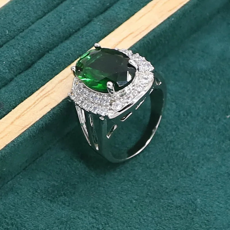 Verde Esmeralda 925 Conjunto De Jóias Para Mulheres, Pulseira De Festa De Casamento, Brincos De Argola, Colar, Pingente, Anel, Presente De Aniversário Importe Go 