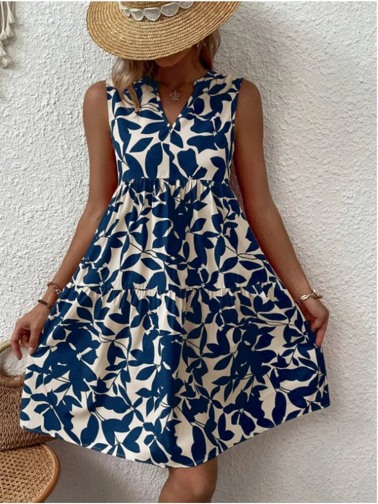 Vestido Feminino De Verão - Letícia + Colar Folheado a ouro de BRINDE Importe Go Azul P 