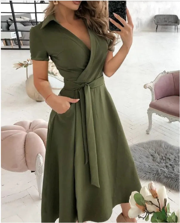 Vestido Feminino Midi Casual Essence Vestido Feminino Midi Casual Essence Importe Go Verde P 