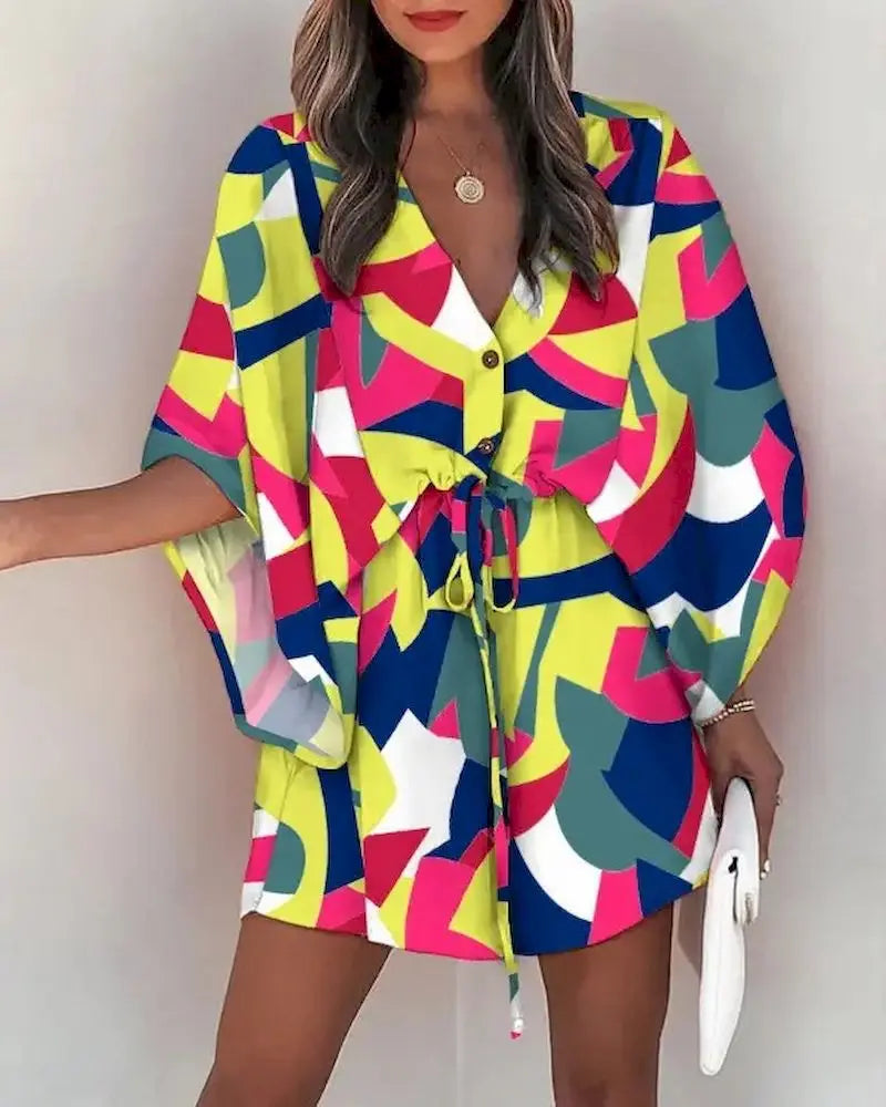 Vestido Kimono Acinturado Patrícia + Brinde Exclusivo Vestido Kimono Acinturado Patricia Importe Go Estampa 7 P 