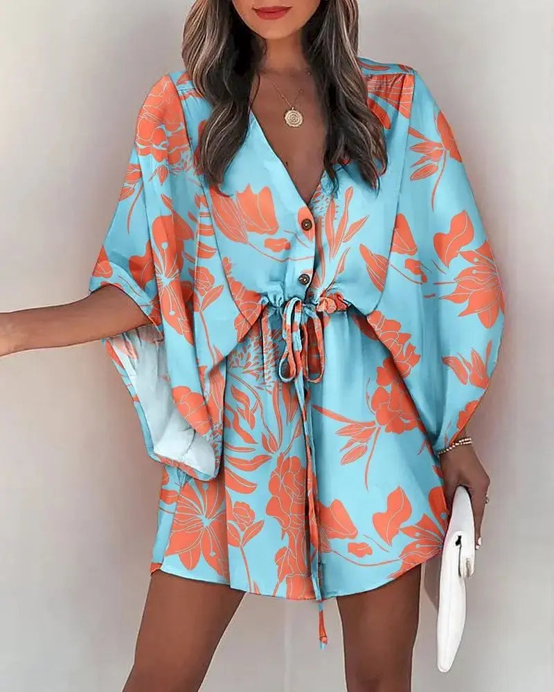 Vestido Kimono Acinturado Patrícia + Brinde Exclusivo Vestido Kimono Acinturado Patricia Importe Go Estampa 9 P 