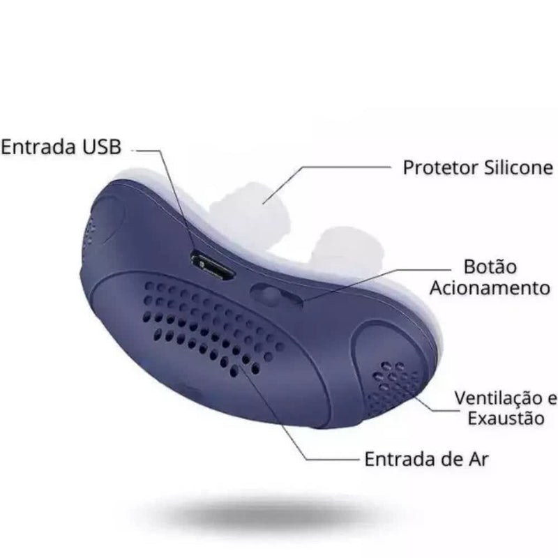 Anti Ronco Elétrico Mini Cpap 0 Importe Go Azul com Ventiladores 