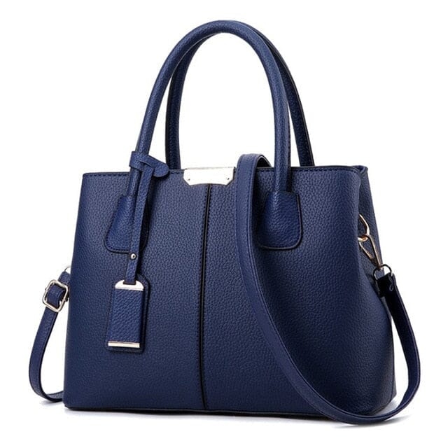 Bolsa De Couro Legítimo Feminina - Victoryz Bolsa Belinda Luxury Importe Go Azul Marinho 