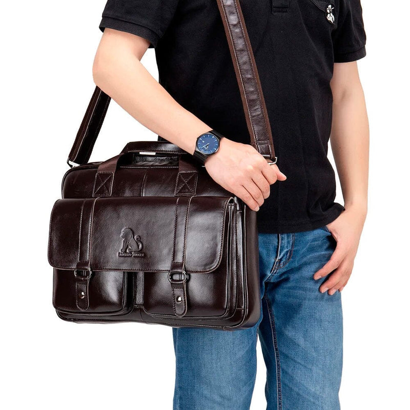 Bolsa Masculina de Couro Legítimo Leone BOL09 Importe Go 