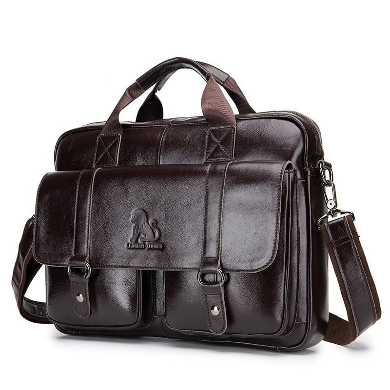 Bolsa Masculina de Couro Legítimo Leone BOL09 Importe Go Marrom 