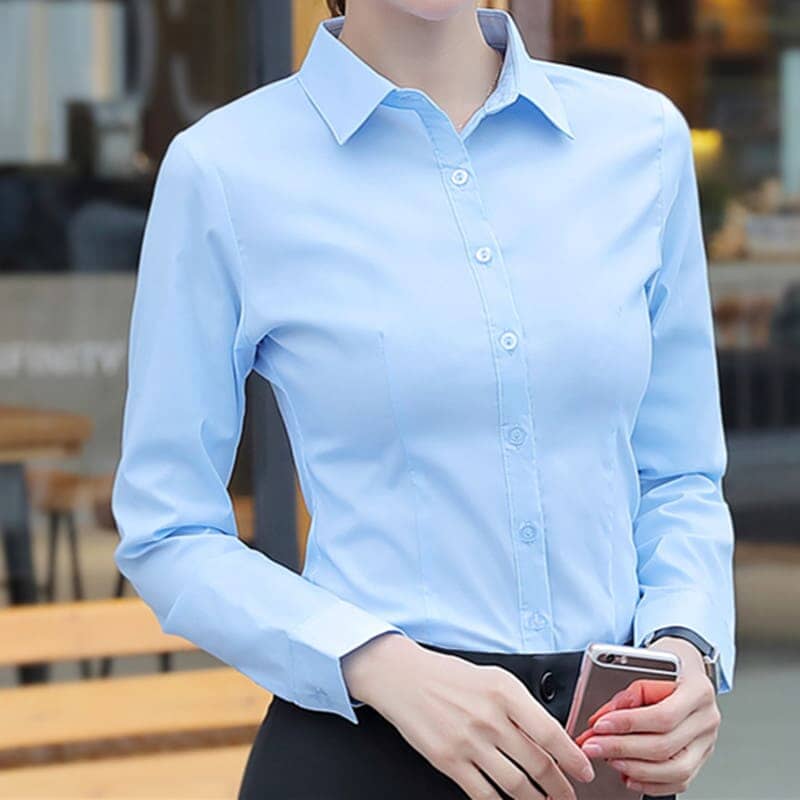 Camisa Feminina Social Manga Longa Work camisawork Importe Go Azul P 