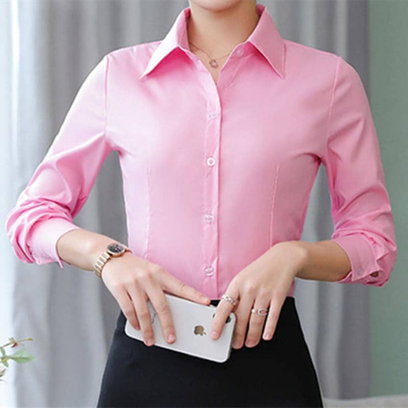 Camisa Feminina Social Manga Longa Work camisawork Importe Go Rosa P 