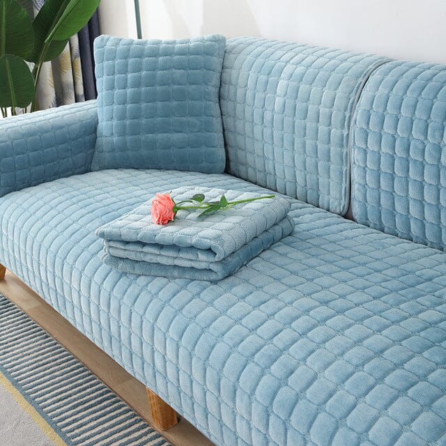 Capa de Sofá Peluciada (Kit Completo) sofa 006 Importe Go Azul Lago Sofá 2 Lugares 