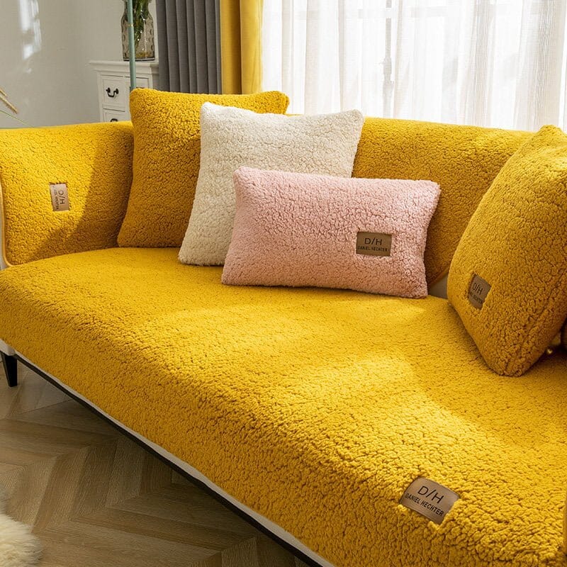 Capa De Sofá Premium DH (Kit Completo - Assento, Encosto e Apoios) sofa 001 Importe Go Amarelo Sofá 2 Lugares 