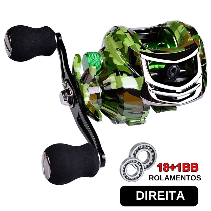 Carretilha de Pesca Pro 18+1 10Kg Drag Camuflada CARRETILHAS Importe Go 