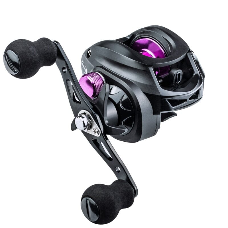 Carretilha Profissional Para Pesca 13kg Drag / FishingPro E1-4 Importe Go Roxo Mão esquerda 