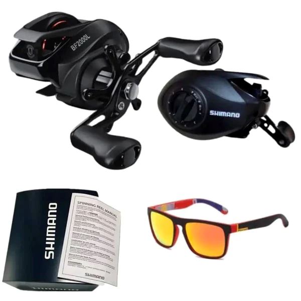 Carretilha Shimano De Pesca 7.2:1 Freio Magnético Carretilha Shimano De Pesca 7.2:1 Freio Magnético Importe Go Mão Esquerda Carretilha + Freio Magnéticoo + Óculos de Sol 