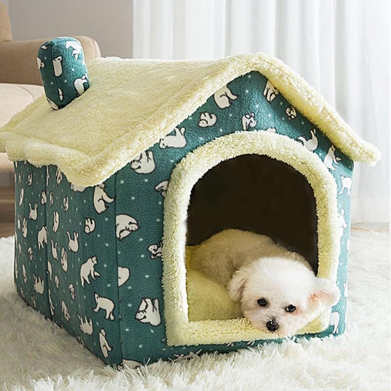 Casa Para Cachorros e Gatos Com Caminha - Pet Bed House EP2 Importe Go Verde P 