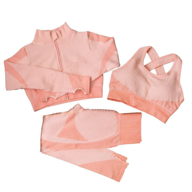 Conjunto Fitness Luxo LaBela Fitness002 Importe Go Rosa 3pcs M 