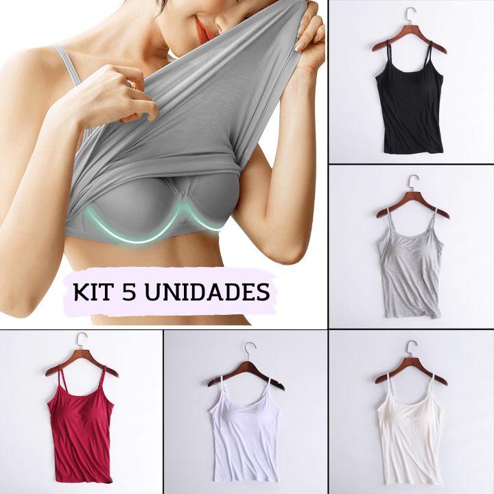 Kit 5 Unidades Camisola Sutiã Fresh™ - Nova Tendencia para o Verão 2022 00383 Importe Go 