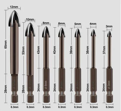 Kit 7 Brocas Indestrutíveis Universal Max Drill ferramentas 101 Importe Go 