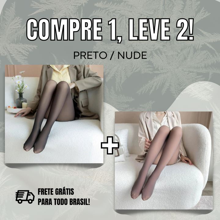 Meia Calça de Lã Aveludada - Compre 1 e Leve 2 Meia Calça de Lã Aveludada Importe Go Preta/Nude Único (P ao GG) 