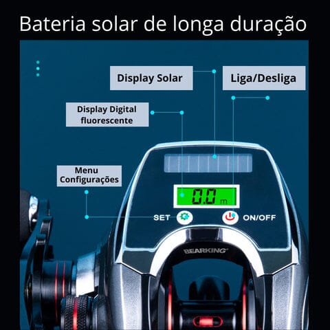 Nova Carretilha Elétrica BEARKING - Drag de 10KG - Display Digital Nova Carretilha Elétrica BEARKING - Recolhimento 8.0:1 - 6 Rolamentos +1BB- Drag de 10KG - Display Digital Importe Go 