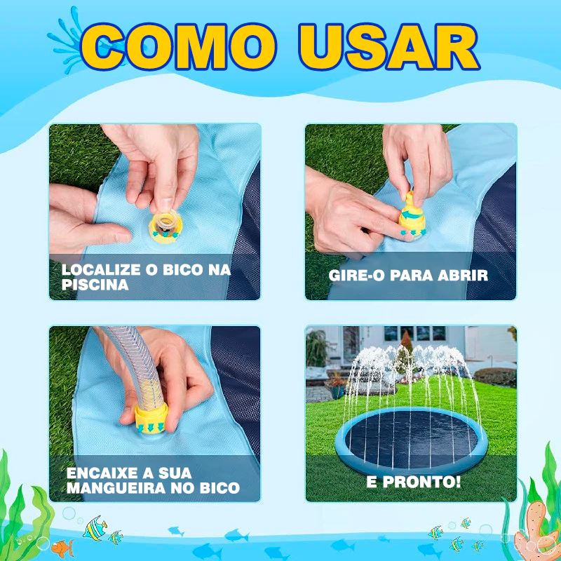 Piscina Infantil Para Crianças e Cães com Chafariz | DiverteKids P18-7 Importe Go 