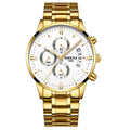 Relógio Nibosi Masculino de Luxo Original Relógio Nibosi Masculino de Luxo Original Importe Go Dourado/Branco 