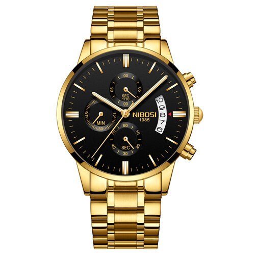 Relógio Nibosi Masculino de Luxo Original Relógio Nibosi Masculino de Luxo Original Importe Go Dourado/Preto 