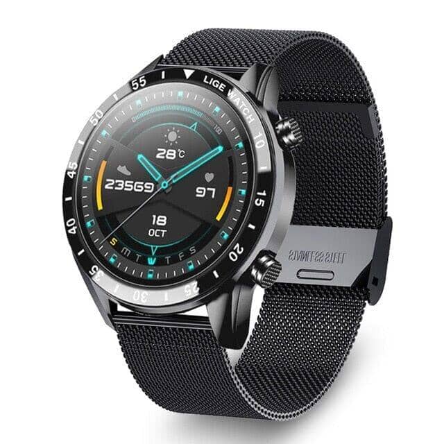 Smart Watch Masculino de Luxo - Tic Lux L1P38 Tic Lux Importe Go Preto/Pulseira de Metal 