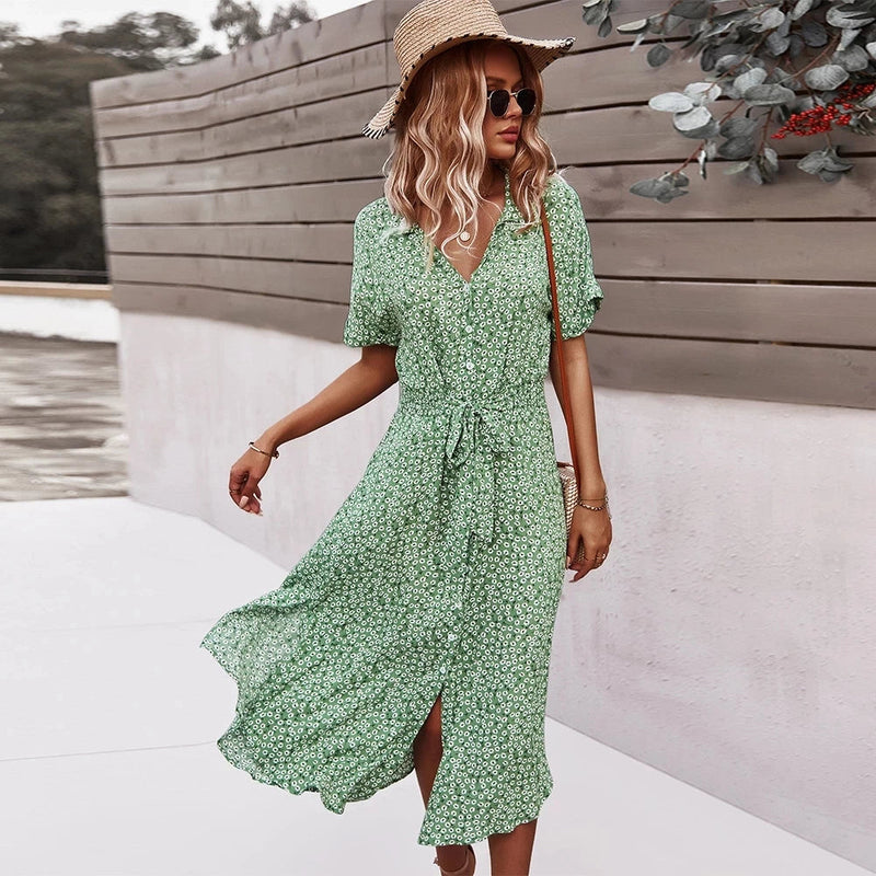 Vestido Midi Floral Zara - Moda Verão Vestido Midi Floral Zara Importe Go Verde P 